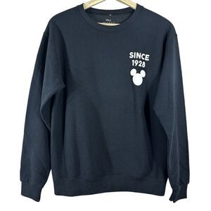 Disney Mickey Mouse Sweatshirt Black Cotton Blend Crew‎ Neck Pullover Size S